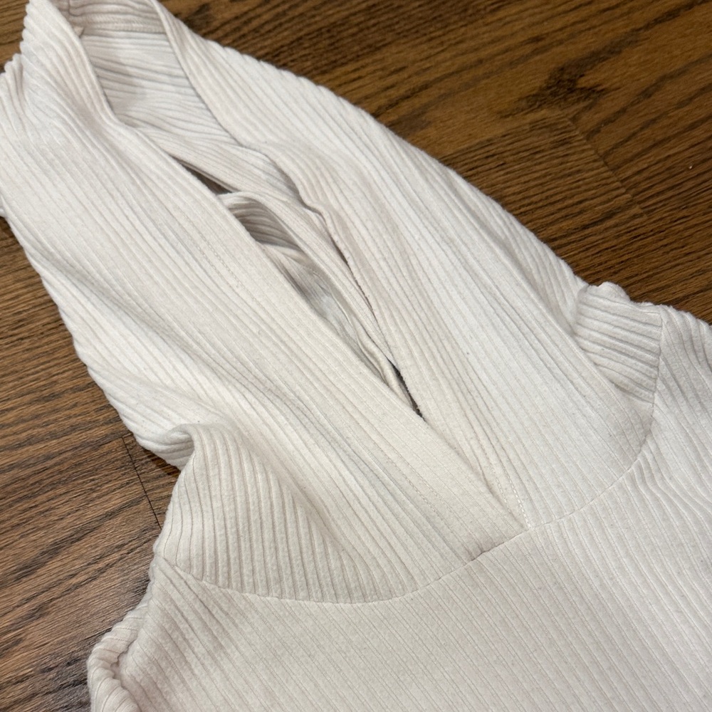 ALO Cream Ribbed Hoodie - Picture 13 of 13